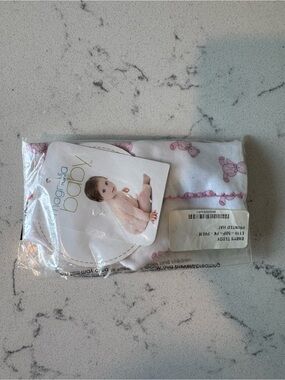 Baby Teddy Printed Hat with Pink Trim